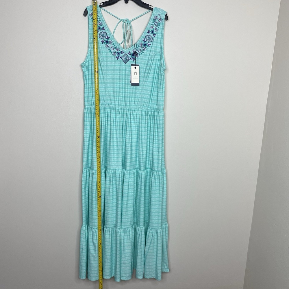 CABANA LIFE Size Large Naples Embroidered Tiered Midi Dress Cover-up Boho Beach - Picture 10 of 16